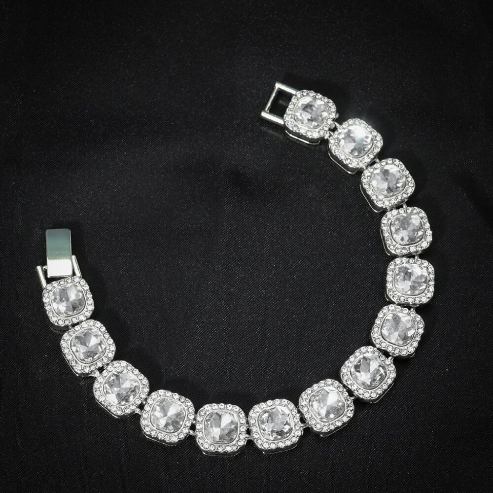 ⭐ Large 8" Iced Out Diamond Bracelet 17.00 Ctw. Chain 13mm Wide 18k White Gold ⭐ - Picture 3 of 6